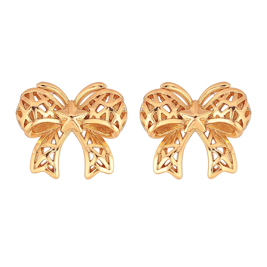 Серьги Xuping цвет Позолота 18К пусеты "Банты" фото №1