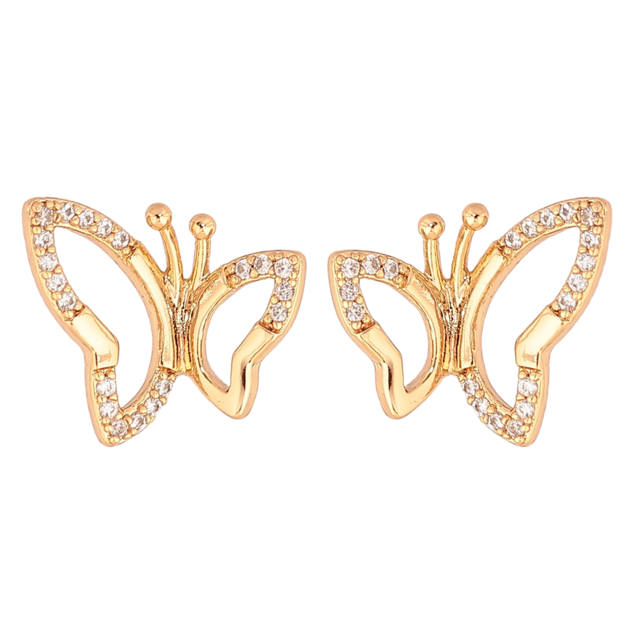 Серьги Xuping цвет Позолота 18К пусеты "Бабочки с кристаллами" фото №1
