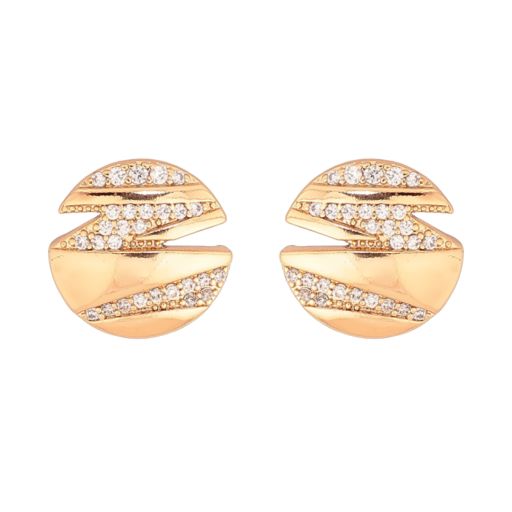 Серьги Xuping цвет Позолота 18К пусеты "Узор с кристаллами" фото №9