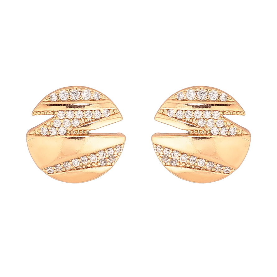 Серьги Xuping цвет Позолота 18К пусеты "Узор с кристаллами" фото №1