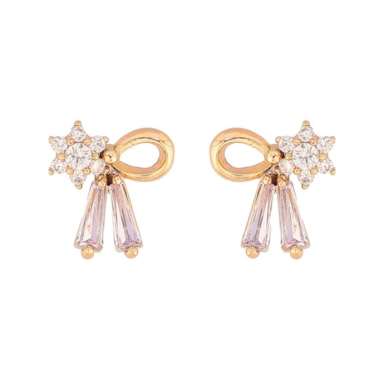 Сережки Xuping колір Позолота 18К пусети "Банти з кристалами" фото №10