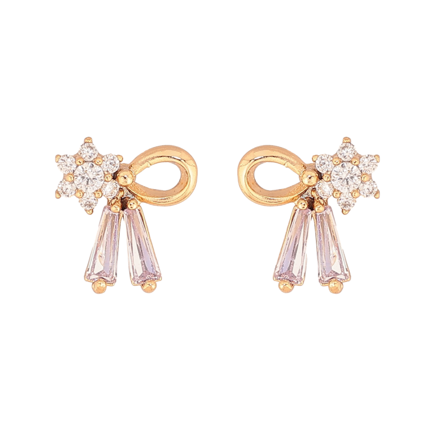 Серьги Xuping цвет Позолота 18К пусеты "Банты с кристаллами" фото №1