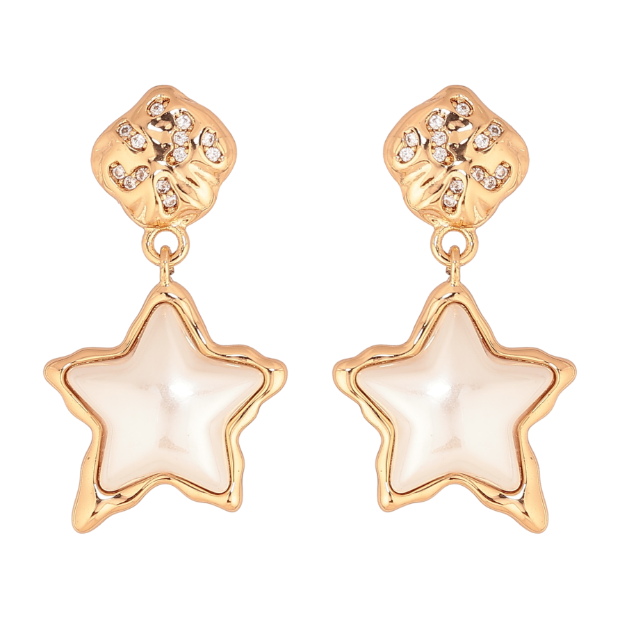 Сережки Xuping колір Позолота 18К пусети "Перламутрові зірки" фото №1