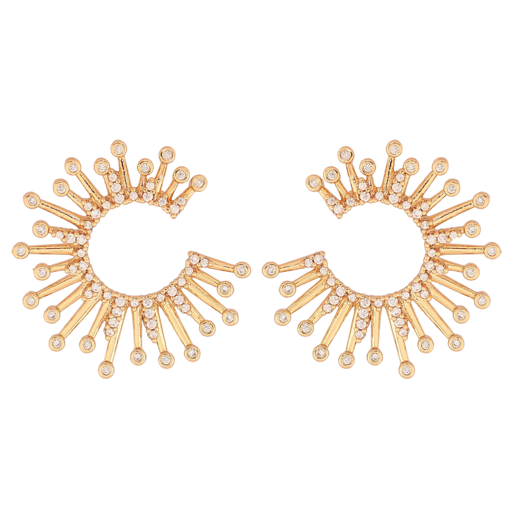 Серьги Xuping цвет Позолота 18К пусеты "Узор с кристаллами" фото №14