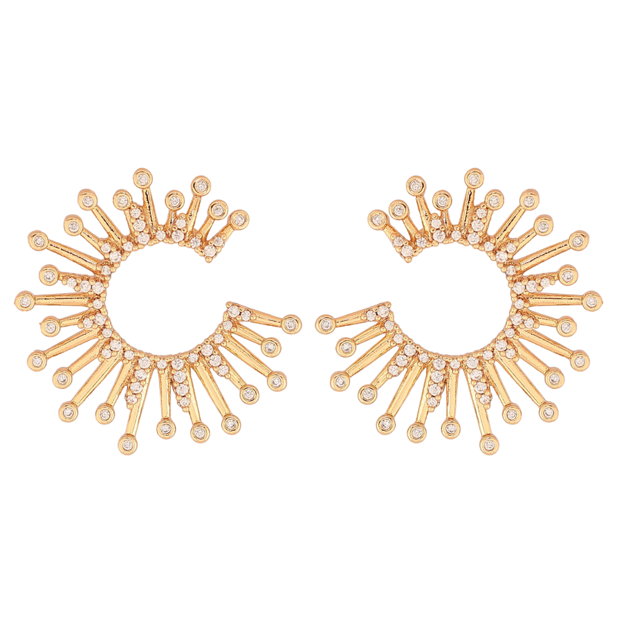 Серьги Xuping цвет Позолота 18К пусеты "Узор с кристаллами" фото №1