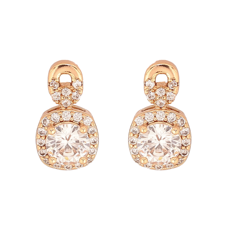 Серьги Xuping цвет Позолота 18К пусеты "Узор с кристаллами" фото №18