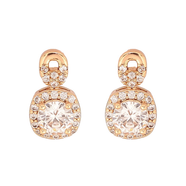 Серьги Xuping цвет Позолота 18К пусеты "Узор с кристаллами" фото №1