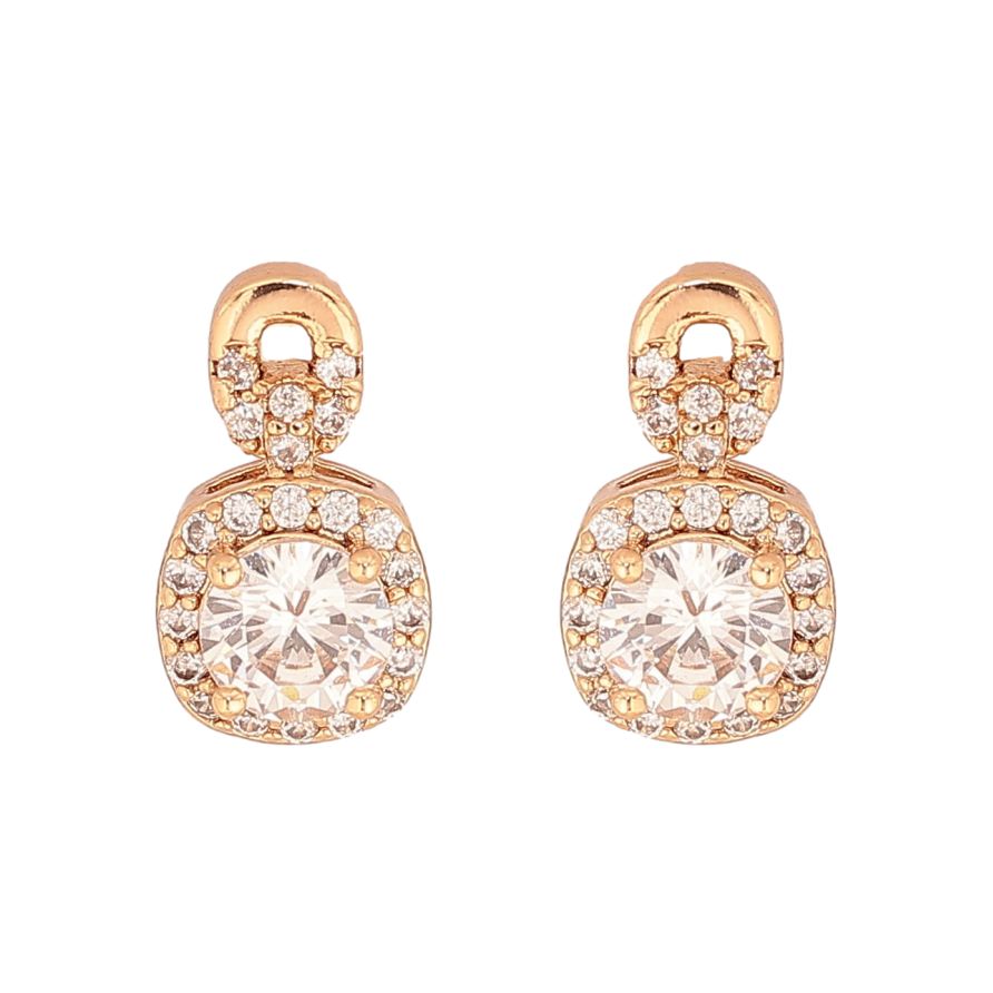 Серьги Xuping цвет Позолота 18К пусеты "Узор с кристаллами" фото №1