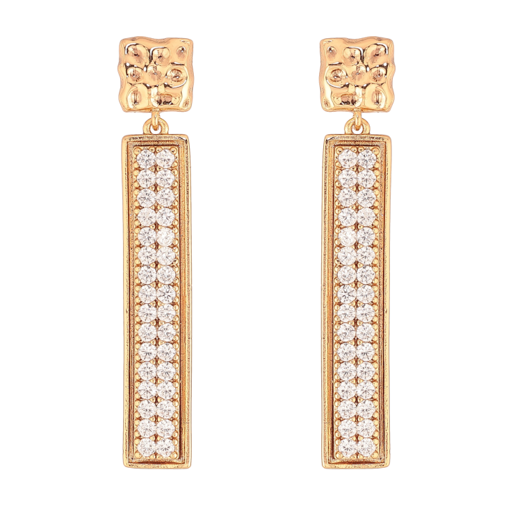 Серьги Xuping цвет Позолота 18К пусеты "Подвески с кристаллами" фото №5