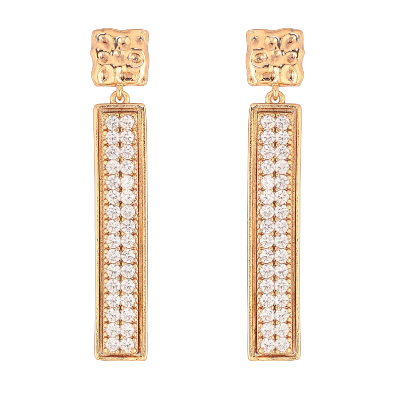 Серьги Xuping цвет Позолота 18К пусеты "Подвески с кристаллами" фото №2