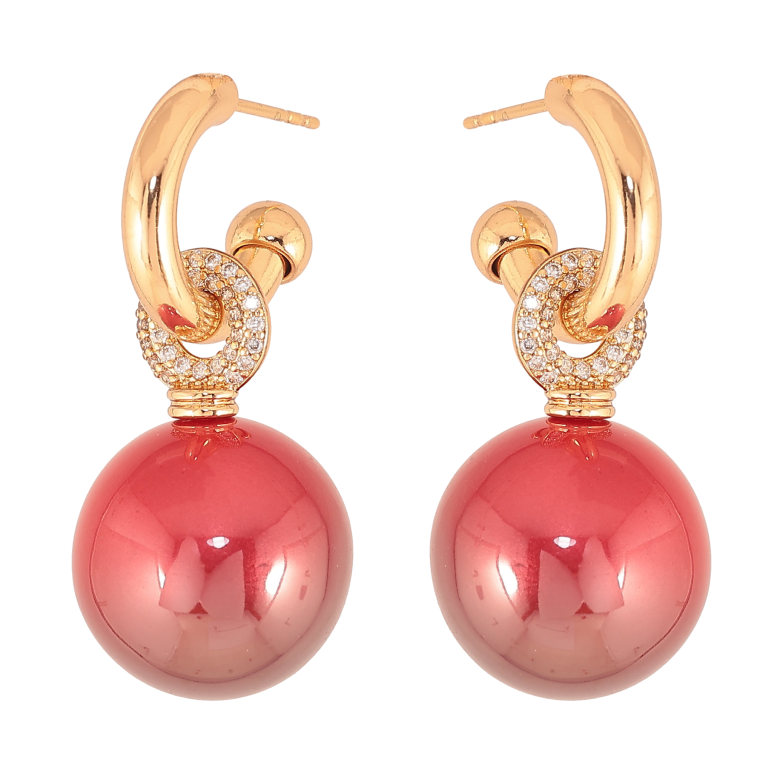 Сережки Xuping колір Позолота 18К пусети "Підвіски з вишневими кульками" фото №1