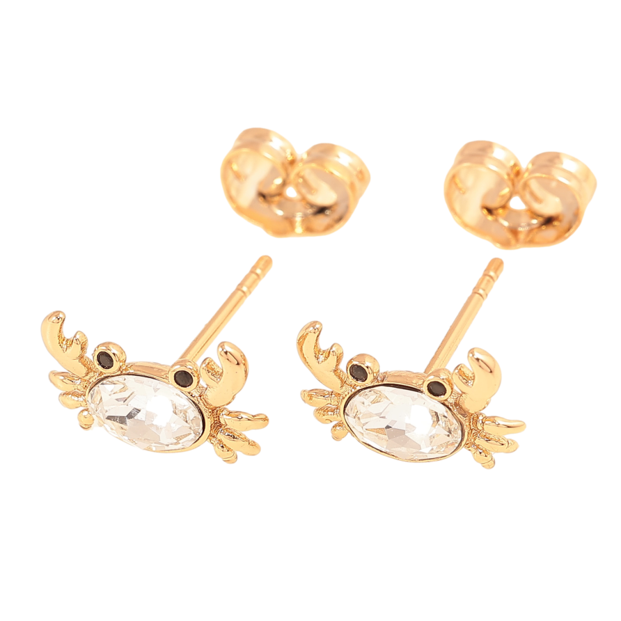 Серьги Xuping цвет Позолота 18К пусеты "Крабы с кристаллами" фото №1