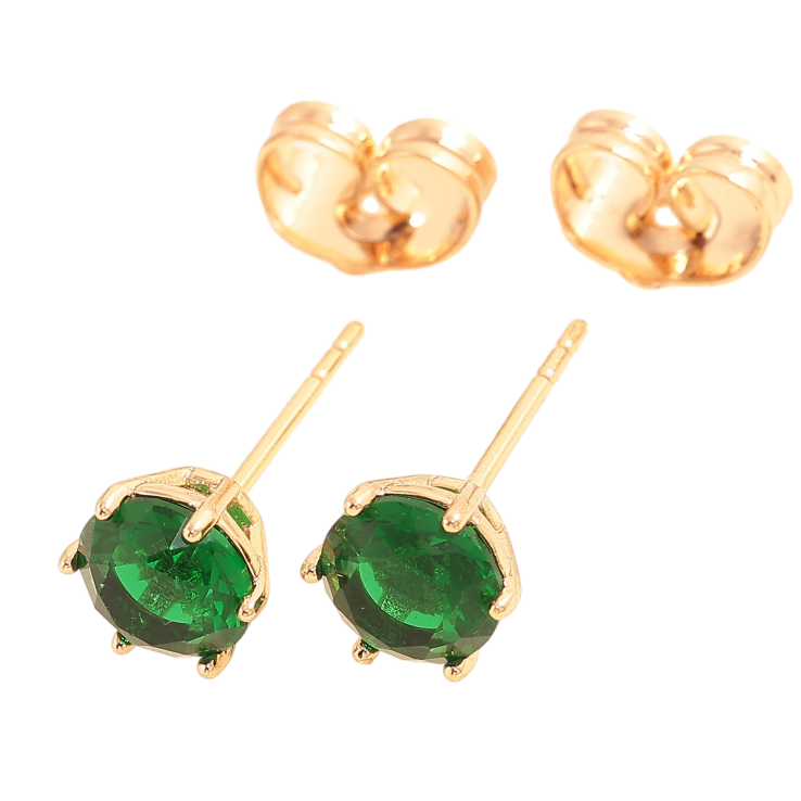 Сережки Xuping колір Позолота 18К пусети "Зелені кристали в 6-ти крапановій оправі" ø 6мм фото №23