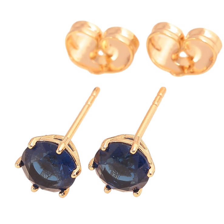 Серьги Xuping цвет Позолота 18К пусеты "Синие кристаллы в 6-ти крапановой оправе" ø 6мм фото №24