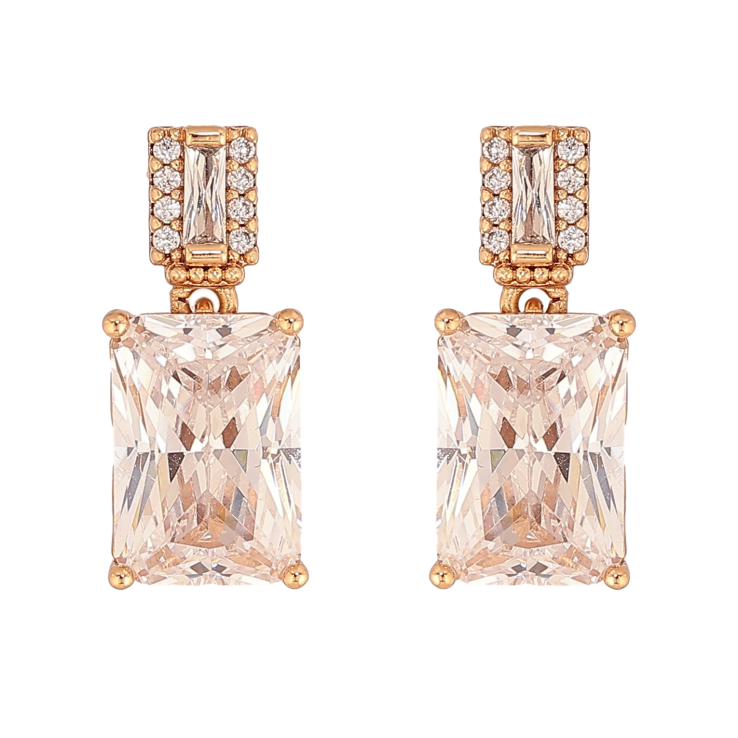 Серьги Xuping цвет Позолота 18К пусеты "Кристальный блеск" фото №18