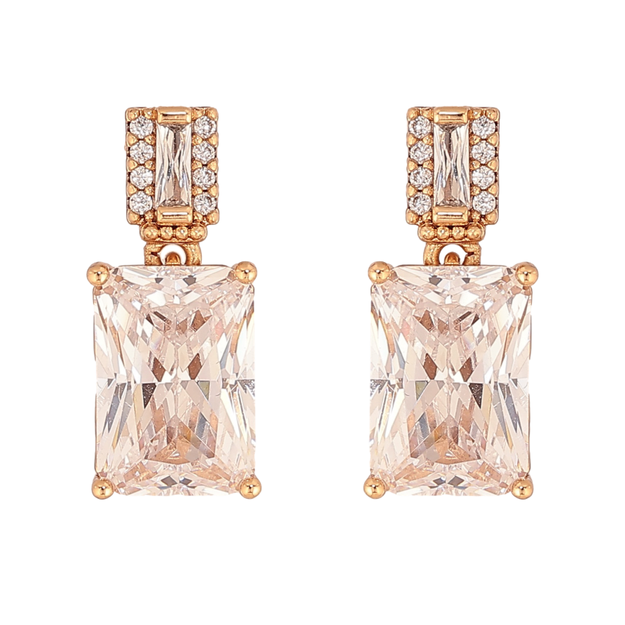 Серьги Xuping цвет Позолота 18К пусеты "Кристальный блеск" фото №1