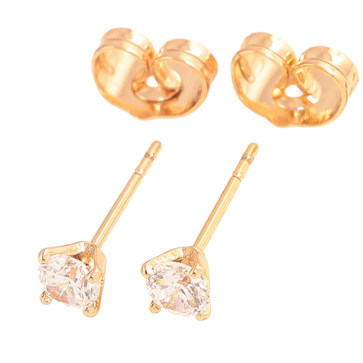 Сережки Xuping колір Позолота 18К пусети "Кристали в 4-х крапановій оправі" ø 4мм фото №2 Сережки Xuping колір Позолота 18К пусети "Кристали в 4-х крапановій оправі" ø 4мм фото №2