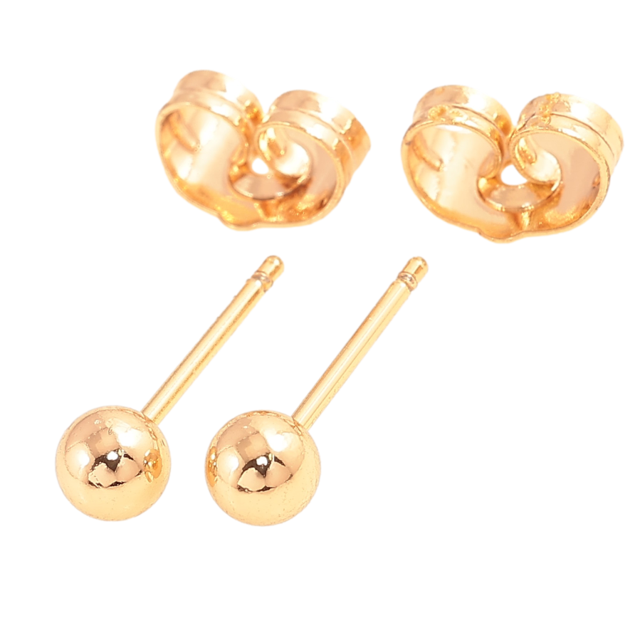 Серьги Xuping цвет Позолота 18К пусеты "Шарики" ø 4мм фото №1