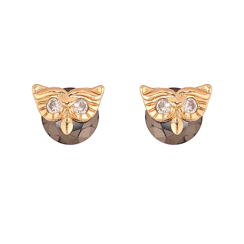Серьги Xuping цвет Позолота 18К пусеты "Совы с черными кристаллами" фото №1