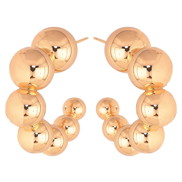 Серьги Xuping цвет Позолота 18К пусеты "Дуги из шариков" фото №12