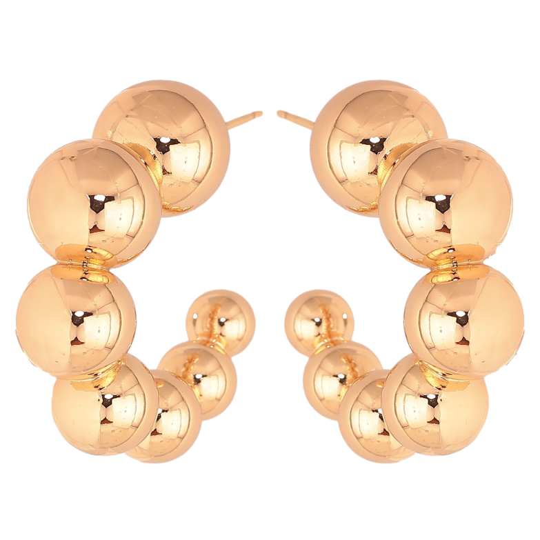 Серьги Xuping цвет Позолота 18К пусеты "Дуги из шариков" фото №1