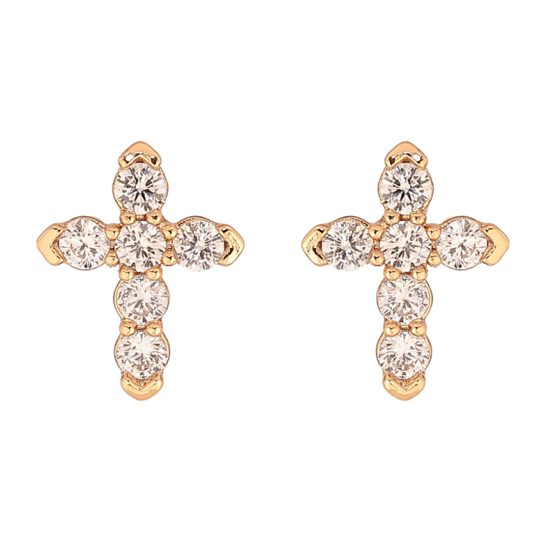 Сережки Xuping колір Позолота 18К пусети "Кристальні хрестики" фото №1