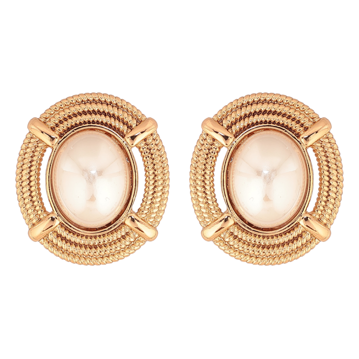 Серьги Xuping цвет Позолота 18К пусеты "Узор с жемчужными вставками" фото №10