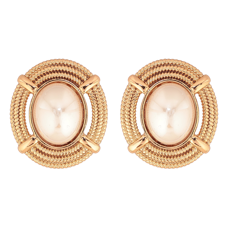 Серьги Xuping цвет Позолота 18К пусеты "Узор с жемчужными вставками" фото №5