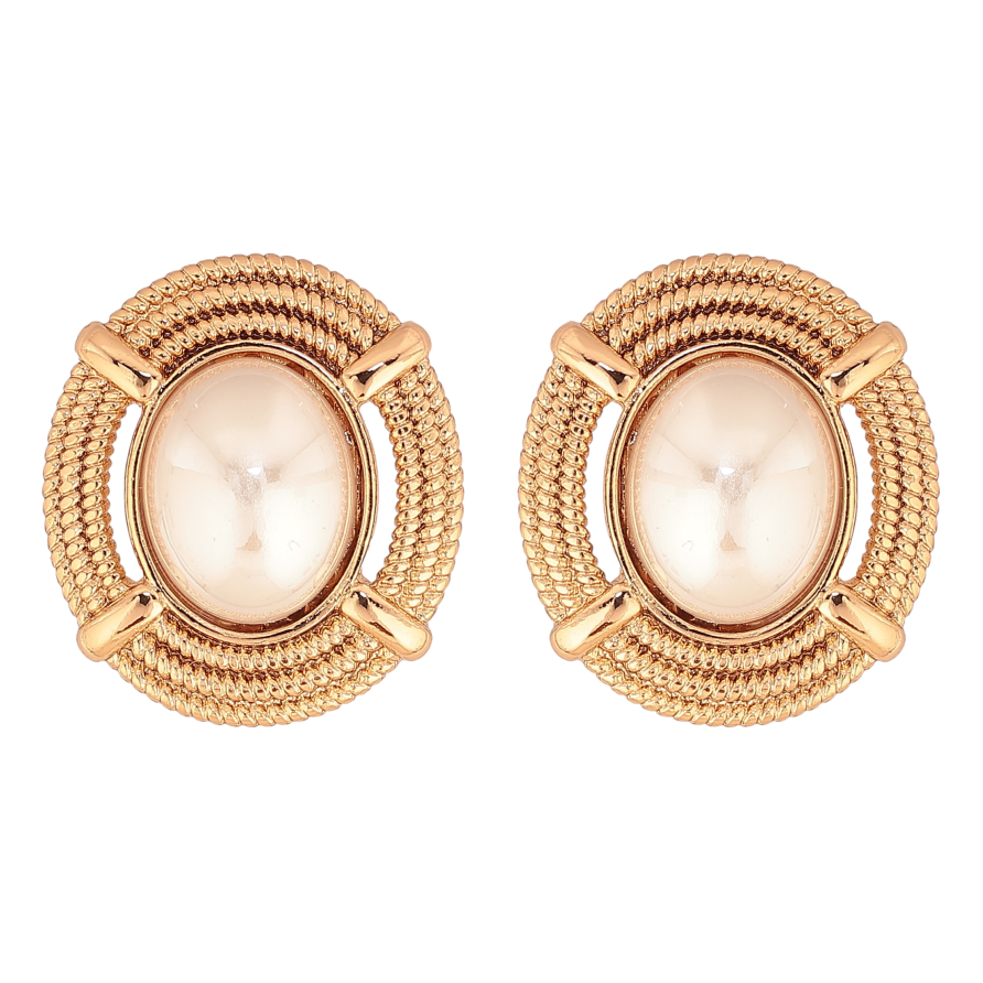 Серьги Xuping цвет Позолота 18К пусеты "Узор с жемчужными вставками" фото №1