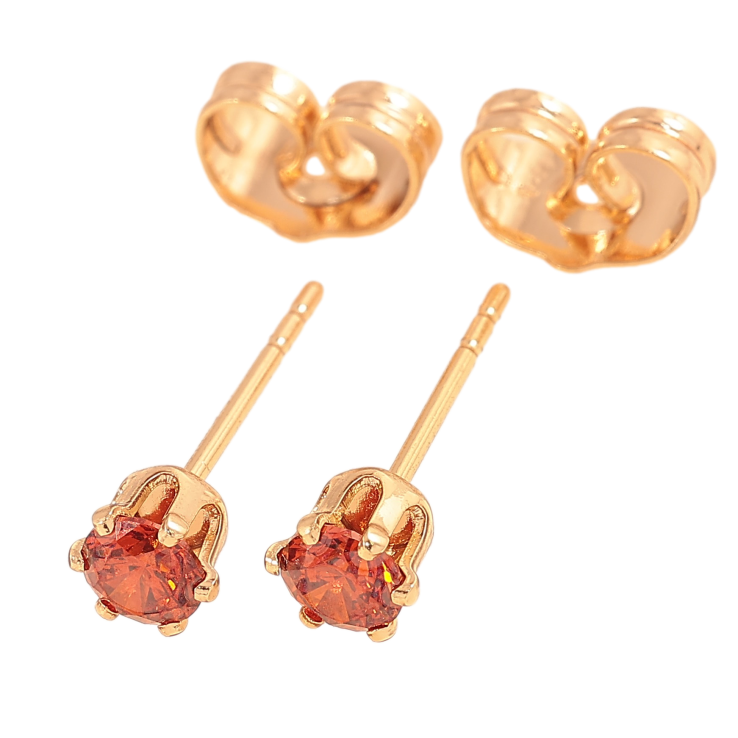 Серьги Xuping цвет Позолота 18К пусеты "Красные кристаллы в 6-ти крапановой оправе" ø 4мм фото №11