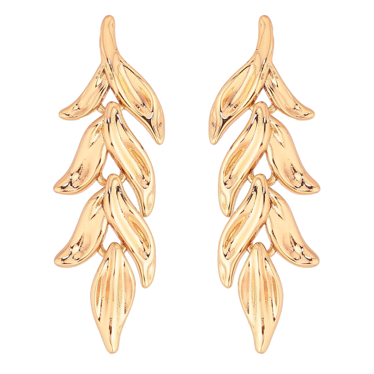 Серьги Xuping цвет Позолота 18К пусеты "Веточки" фото №4