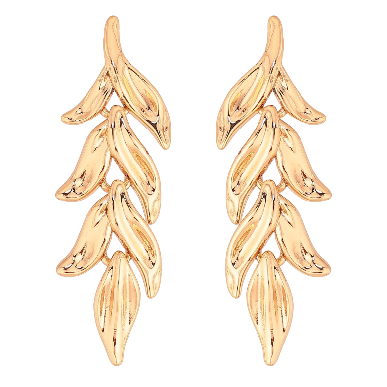 Серьги Xuping цвет Позолота 18К пусеты "Веточки" фото №3