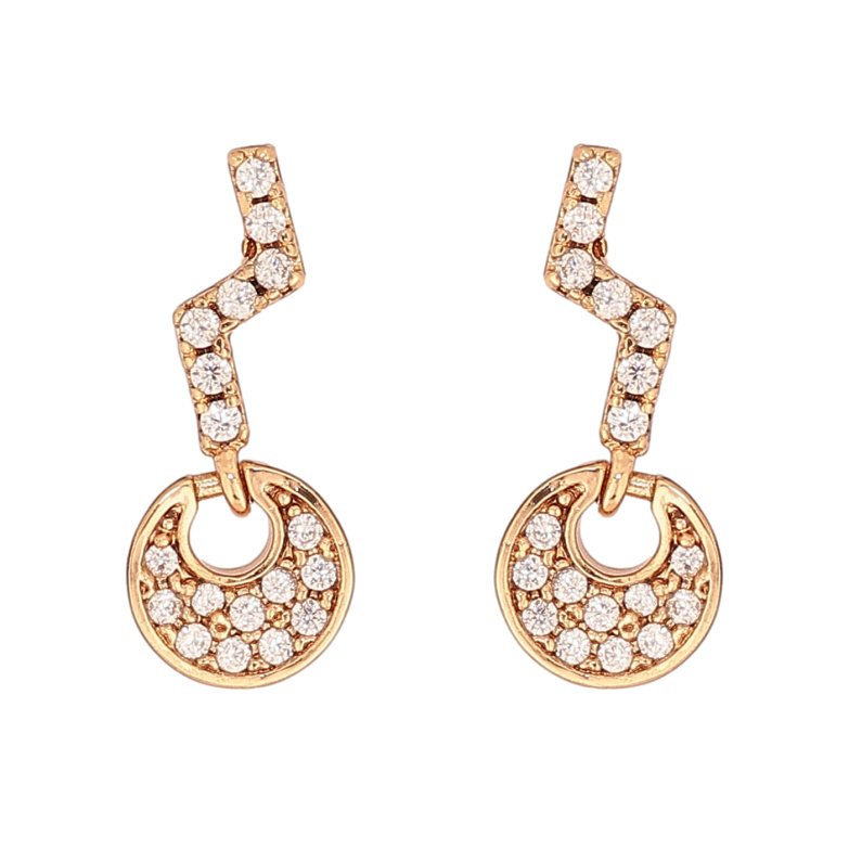 Сережки Xuping колір Позолота 18К пусети "Візерунок з кристалами" фото №1