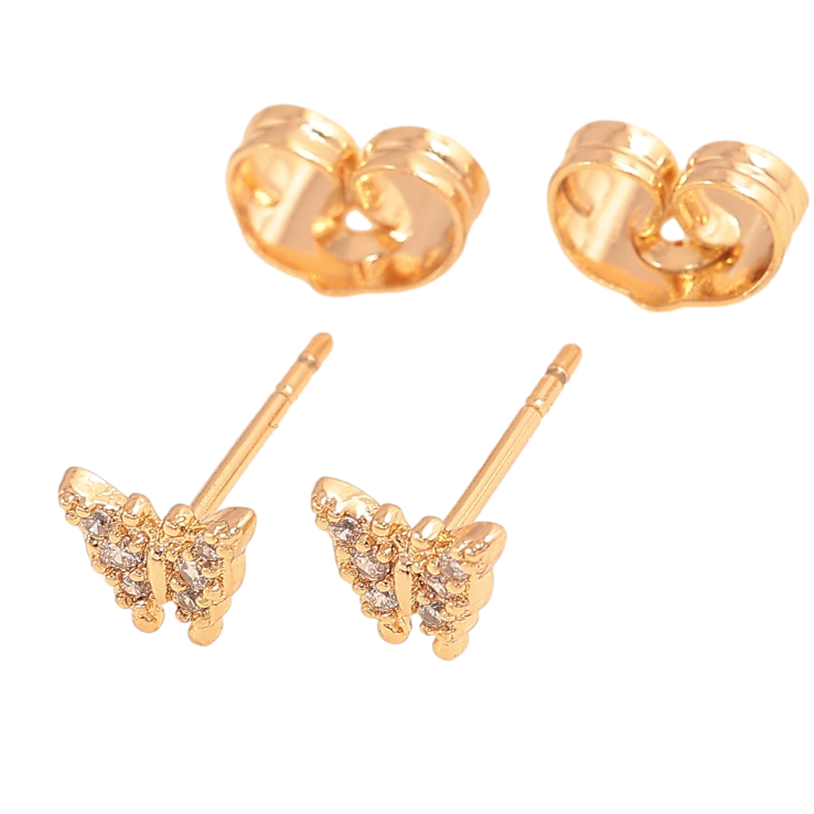 Серьги Xuping цвет Позолота 18К пусеты "Бабочки с кристаллами" фото №24