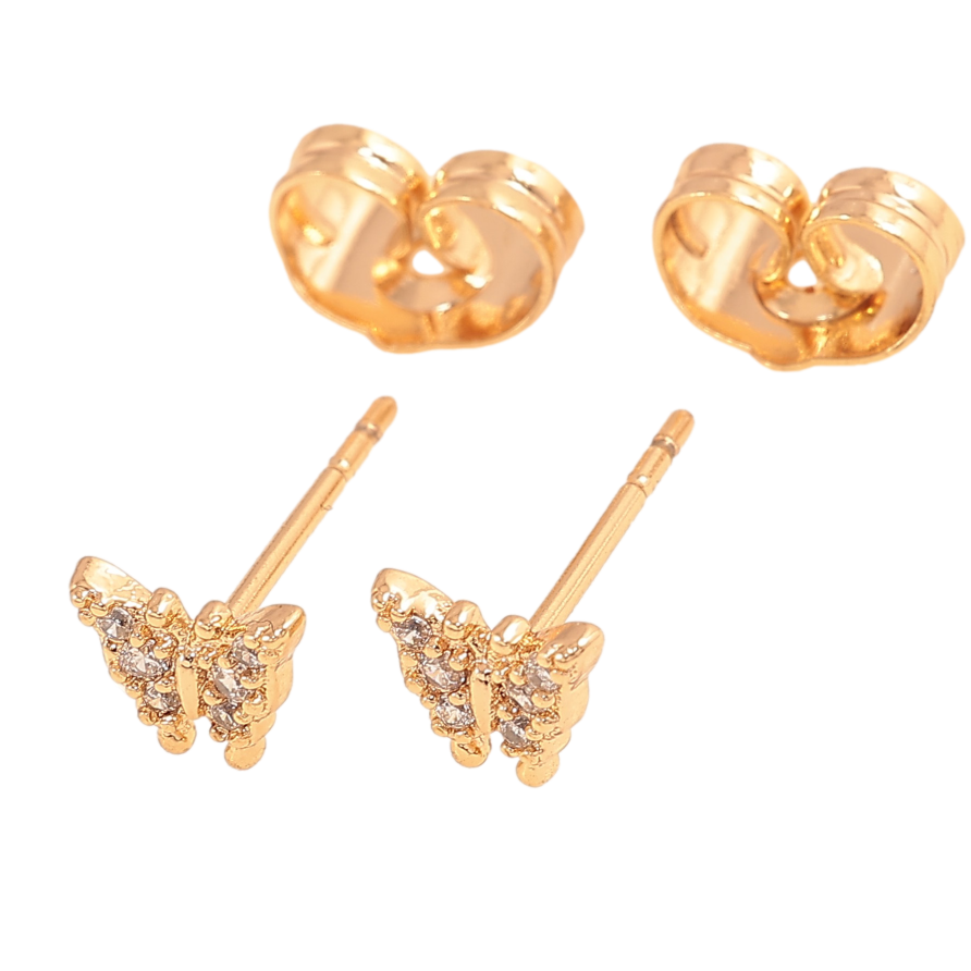 Серьги Xuping цвет Позолота 18К пусеты "Бабочки с кристаллами" фото №1