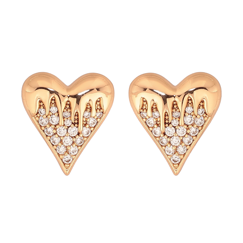 Серьги Xuping цвет Позолота 18К пусеты "Сердечки с кристаллами" фото №20