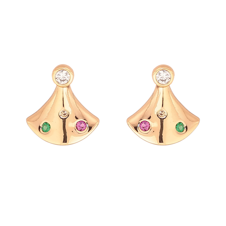 Серьги Xuping цвет Позолота 18К пусеты "Узор с цветными кристаллами" фото №24