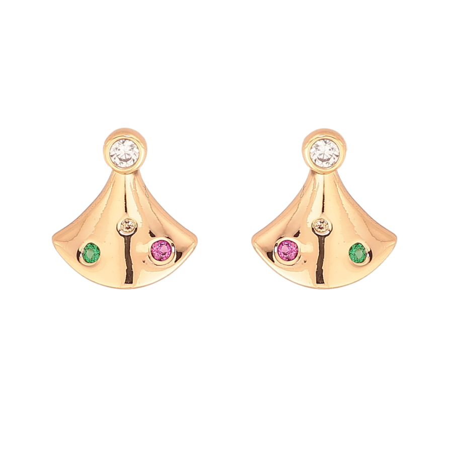 Серьги Xuping цвет Позолота 18К пусеты "Узор с цветными кристаллами" фото №1