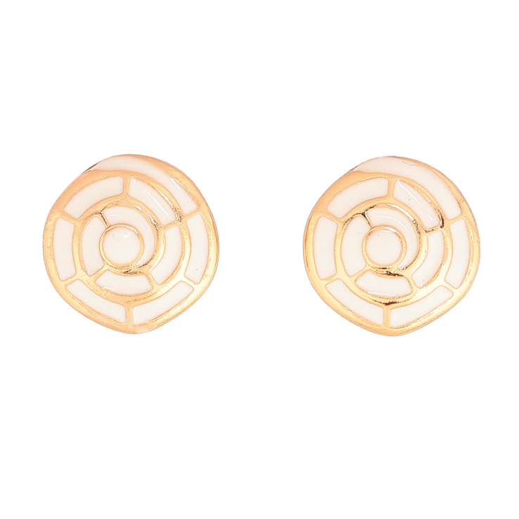 Серьги Xuping цвет Позолота 18К пусеты "Узор с белой эмалью" фото №25