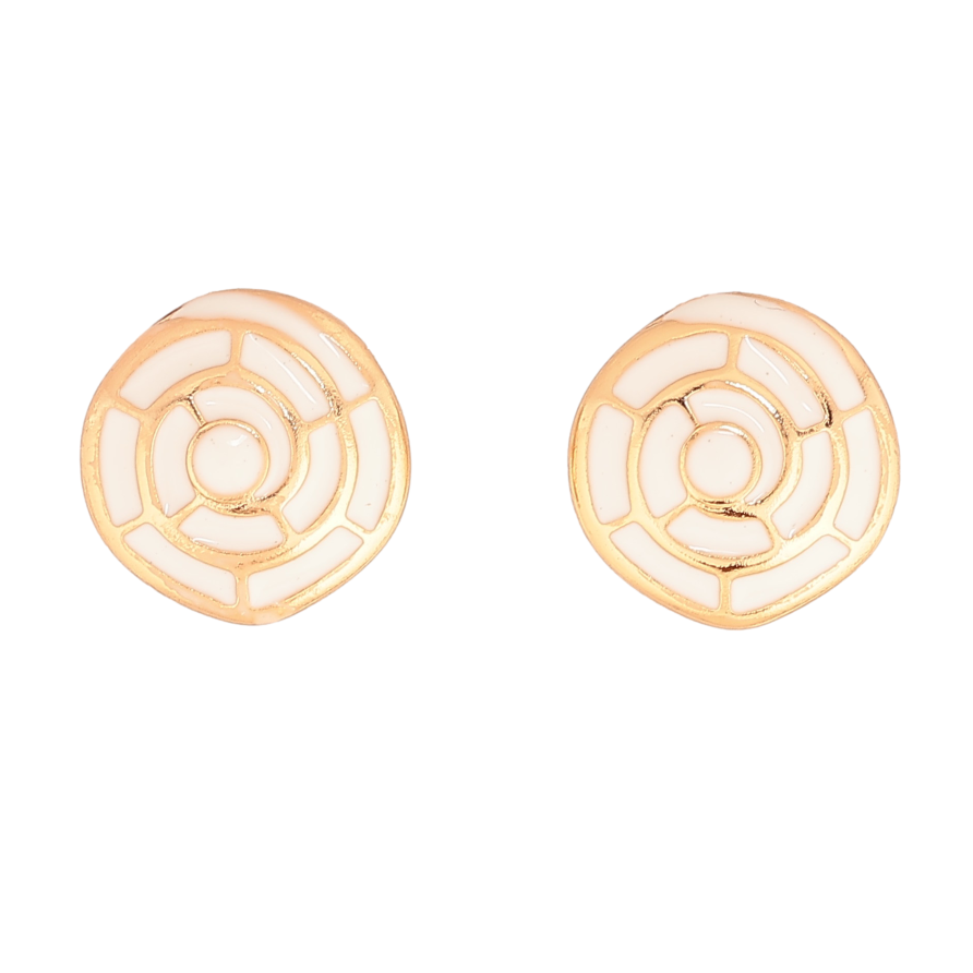 Серьги Xuping цвет Позолота 18К пусеты "Узор с белой эмалью" фото №1