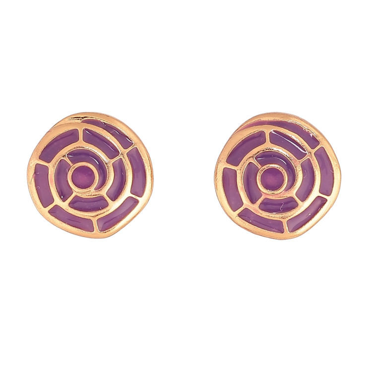 Серьги Xuping цвет Позолота 18К пусеты "Узор с сиреневой эмалью" фото №23