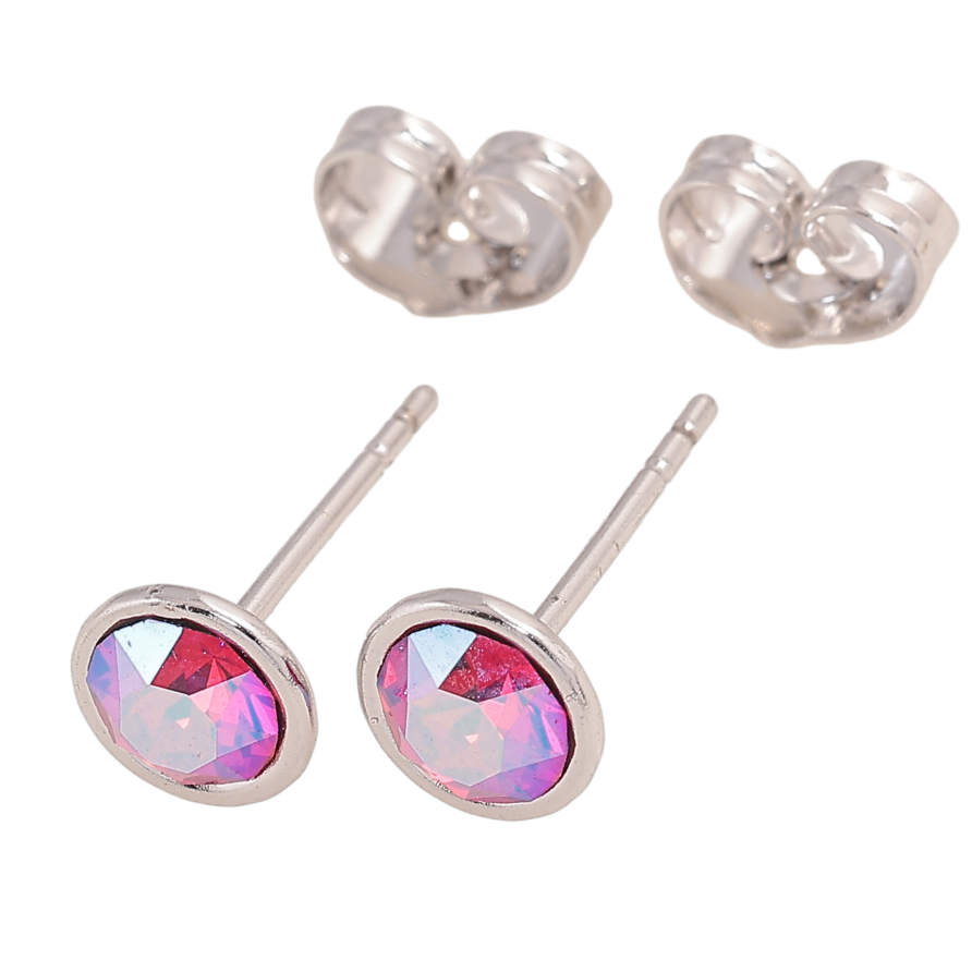 Сережки Xuping колір Родій із кристалами Swarovski пусети "Кристали Ruby" ø 7мм фото №1