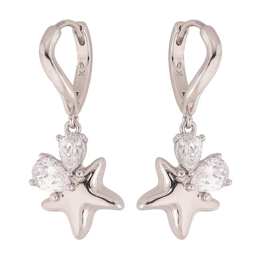 Сережки Xuping колір Родій підвіски на колечках "Зірки з кристалами" фото №1 Сережки Xuping колір Родій підвіски на колечках "Зірки з кристалами" фото №1