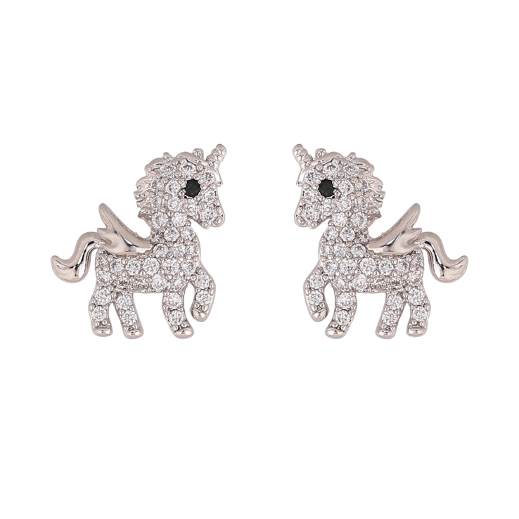 Сережки Xuping колір Родій пусети "Єдинороги" фото №15 Сережки Xuping колір Родій пусети "Єдинороги" фото №15