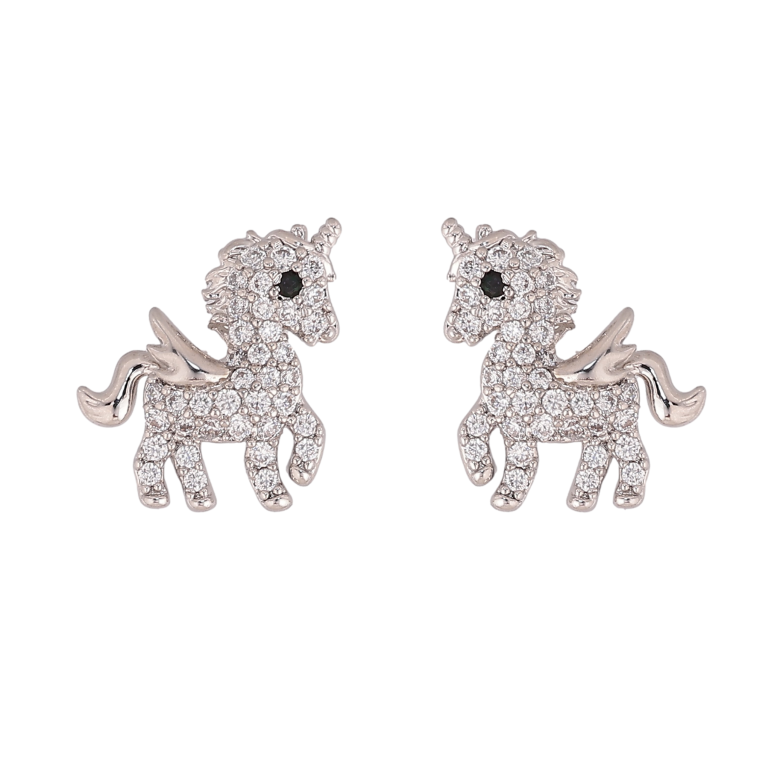 Сережки Xuping колір Родій пусети "Єдинороги" фото №1