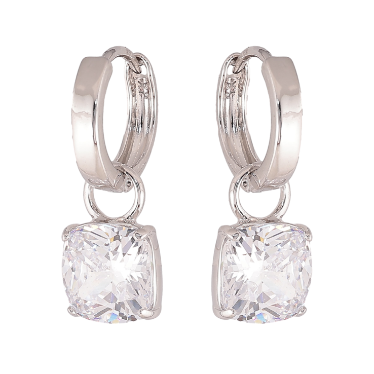 Сережки Xuping колір Родій підвіски на колечках "Кристали" 2 в 1 фото №6 Сережки Xuping колір Родій підвіски на колечках "Кристали" 2 в 1 фото №6