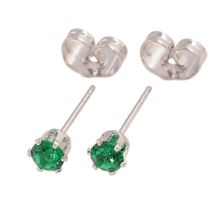 Серьги Xuping цвет Родий пусеты "Зеленые кристаллы в 6-ти крапановой оправе" ø 4мм фото №21