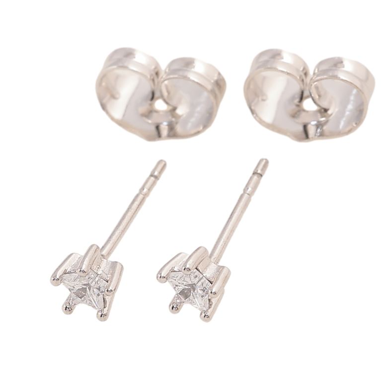 Серьги Xuping цвет Родий пусеты "Кристальные звездочки" ø 4мм фото №1