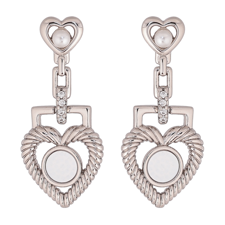 Серьги Xuping цвет Родий пусеты "Романтические подвески с перламутровыми вставками" фото №4 Серьги Xuping цвет Родий пусеты "Романтические подвески с перламутровыми вставками" фото №4