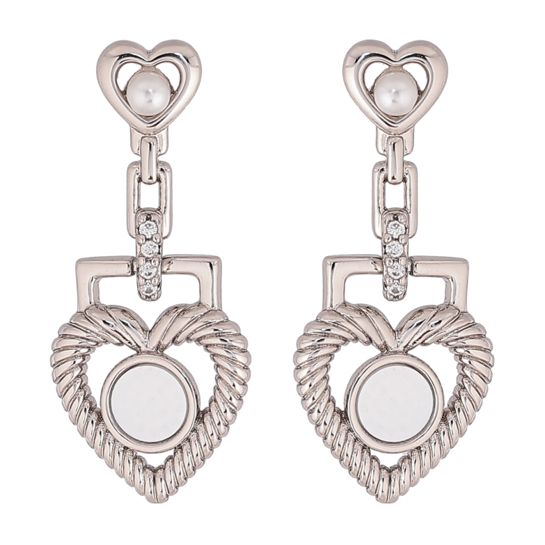 Сережки Xuping колір Родій пусети "Романтичні підвіски з перламутровими вставками" фото №1